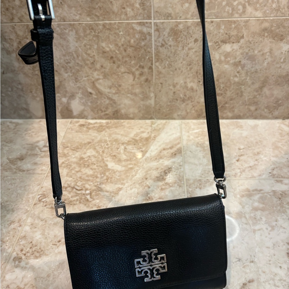 Tory Burch Black Crossbody Bag with Silver Logo